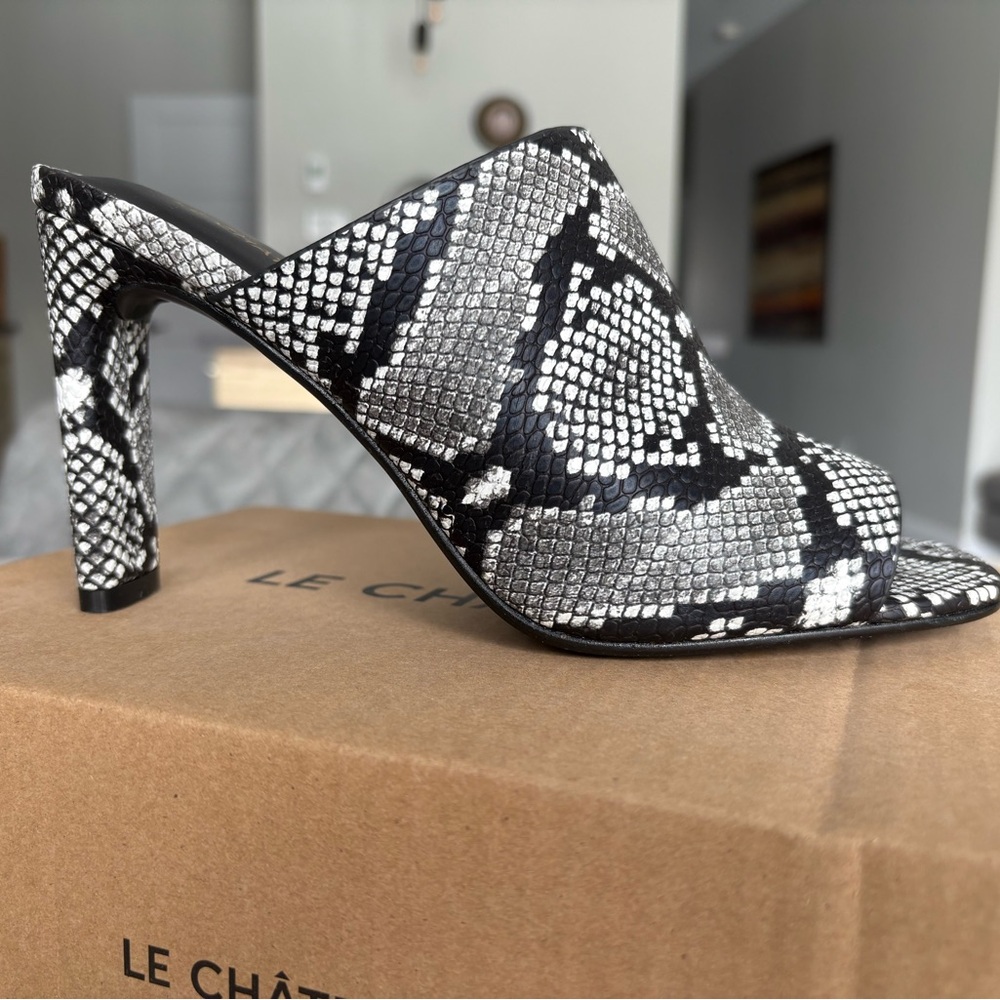 Le Château | Snakeskin mules with square toes